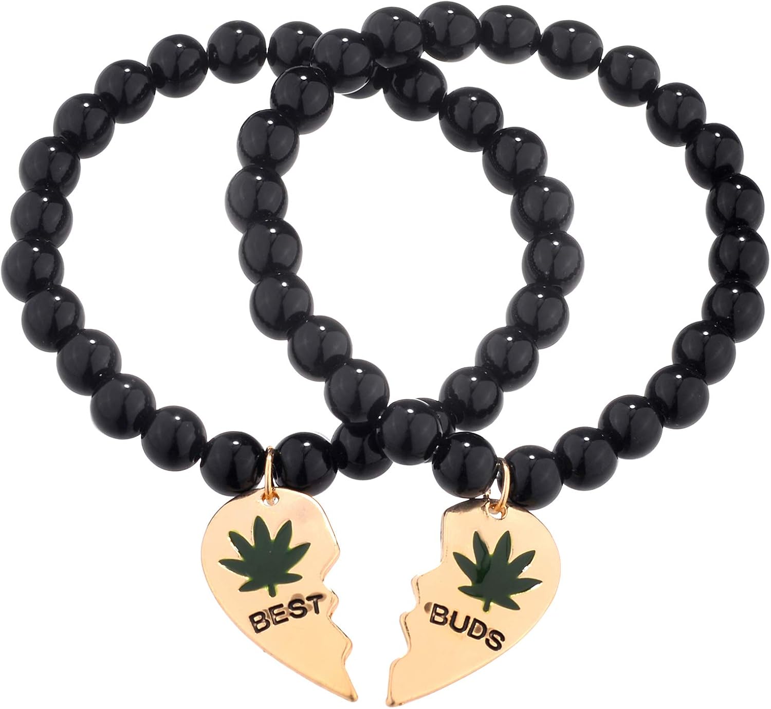 Lux Accessories Black Beaded Best Buds Weed 420 Marijuana BFF Best
