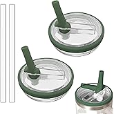 Tianhengyi 40 OZ Tumbler Lid Replacement Fit for Stanley Quencher, 2 Pack Leakproof Top Cover Spill Proof Flip Straw Lids Compatible with Stanley Cup Accessories, Army Green