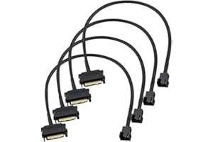Gebildet 4pcs SATA to 3 Pin / 4 Pin PMW 12V PC Case Fan Power Adapter Cable, 3-Pin or 4-Pin (PWM Connector) to 15 Pin SATA Co