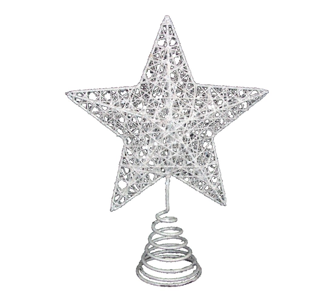 Gisela Graham White Iridescent Metal Wire Tree Top Star