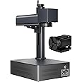 Monport 30W Fiber Laser Engraver＆Rotary Axis,LightBurn Compatible Fiber Laser Marking Machine with Red Dot Pointer 100000 Hour Lifespan,5.9"x5.9" Workbed Metal Etching Machine for Metal Marking