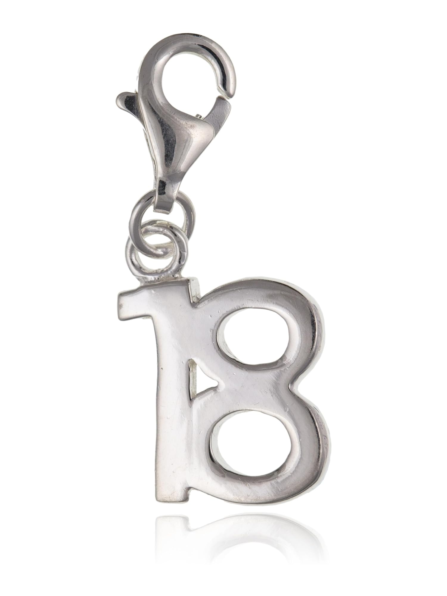 Age 18 Sterling Silver Clip On Charm Pendant with Lobster Clasp for Women Ladies Girls - Compatible with Thomas Sabo Charms Bracelet - Women's Clasp Charms