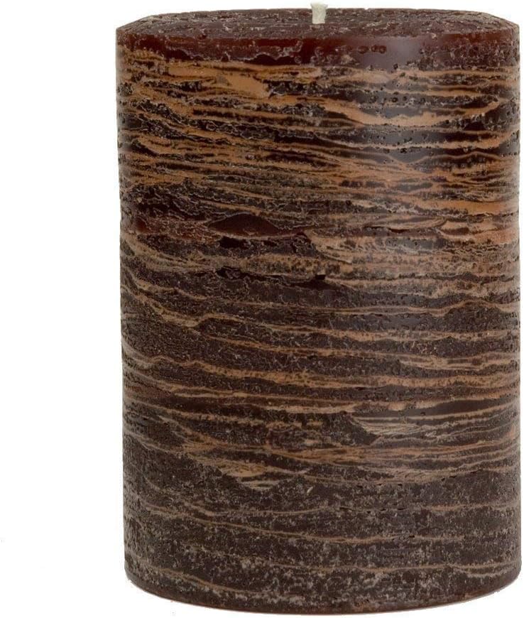 Nordic Candle - Rustic Pillar Candle - 3x4 Inch Brown - Unscented