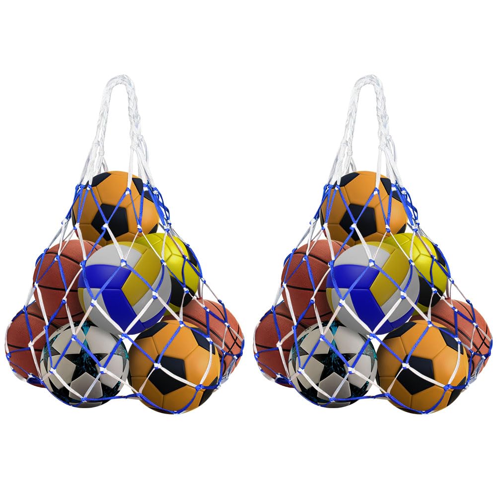 AMFUN Basketball Net, Sturdy Mesh Bag - Portable Sports Ball Net for Volleyball, Basketball, Soccer - 2Pcs (Large + Large)
