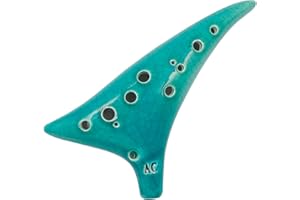 FineGood Ocarina 12 Hole Alto C, Ceramic Ocarina Musical Instrument with Song Book, Lanyard and Protective Bag for Adults Beg