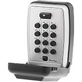 Master Lock Wall Mount Key Lock Box with Push Button for House Keys, Outdoor Safe with Combination Lock, 5 Key Capacity, 5423EC , Black
