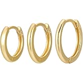 18K Gold Plated Sterling Silver Small Hoop Earrings Ring Cuff Ear Huggies | Simple Mini Hoops | Minimalist Second Hole Hoops Cartilage Hoop