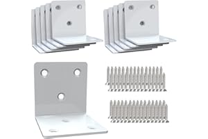 White Stainless Steel Corner Bracket,Joint Right Angle Bracket,L Shape Heavy Duty Metal Corner Brace Hardware Brackets Supporter for Wood Aufuga (10, 2x2x2inch)