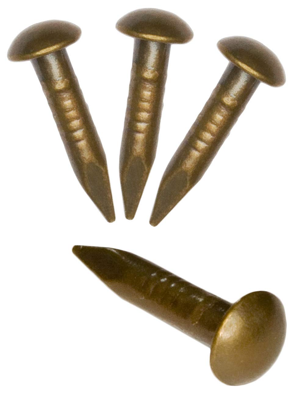 FUXXER® - 50x Antique Brass Design Round Head Nails, Furniture Construction, Restoration, Wood, Vintage Bronze Antique Old Rusty Rust, Optics, 15mm x 3mm, 6mm Round Head, 50 Pieces