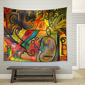 Image of a Original Oil Painting on Canvas - Fabric Wall Tapestry Home Decor - 51x60 inches