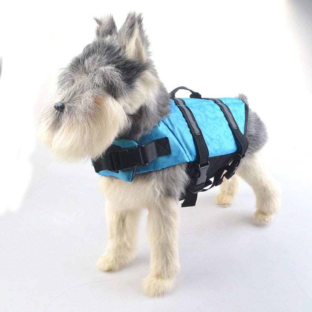 Pet Online Life Jackets for Dogs outdoor dog swimming vest size dog safe Flotation Device suit reflective comfortable warm Fastening Pet Buoyancy Aid with Strap, blue, s