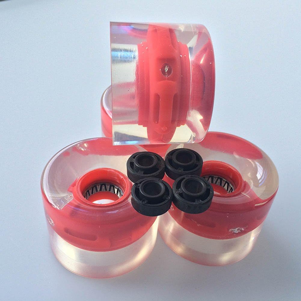 Red 10 Set (40 Pcs) Blank Pro 60 X 45Mm Cuiser Led Light Up Wheels Fits Longboard Banana Board Skateboard
