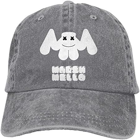 David Flores Marshmello Bounce Unisex Cotton Washed Denim Leisure Caps Adjustable Ash