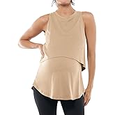 Tankaneo Womens Summer Maternity Nursing Tank Tops Sleeveless Double Layer Breastfeeding Shirt Pregnancy Clothes