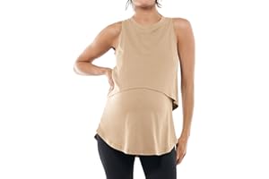 Tankaneo Womens Summer Maternity Nursing Tank Tops Sleeveless Double Layer Breastfeeding Shirt Pregnancy Clothes