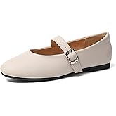 Rivsoi Womens Mary Jane Flats, Comfortable Women’s Flats, Round Toe Ballet Flat with Adjustable Strap for Dressy Office Wear Size 10