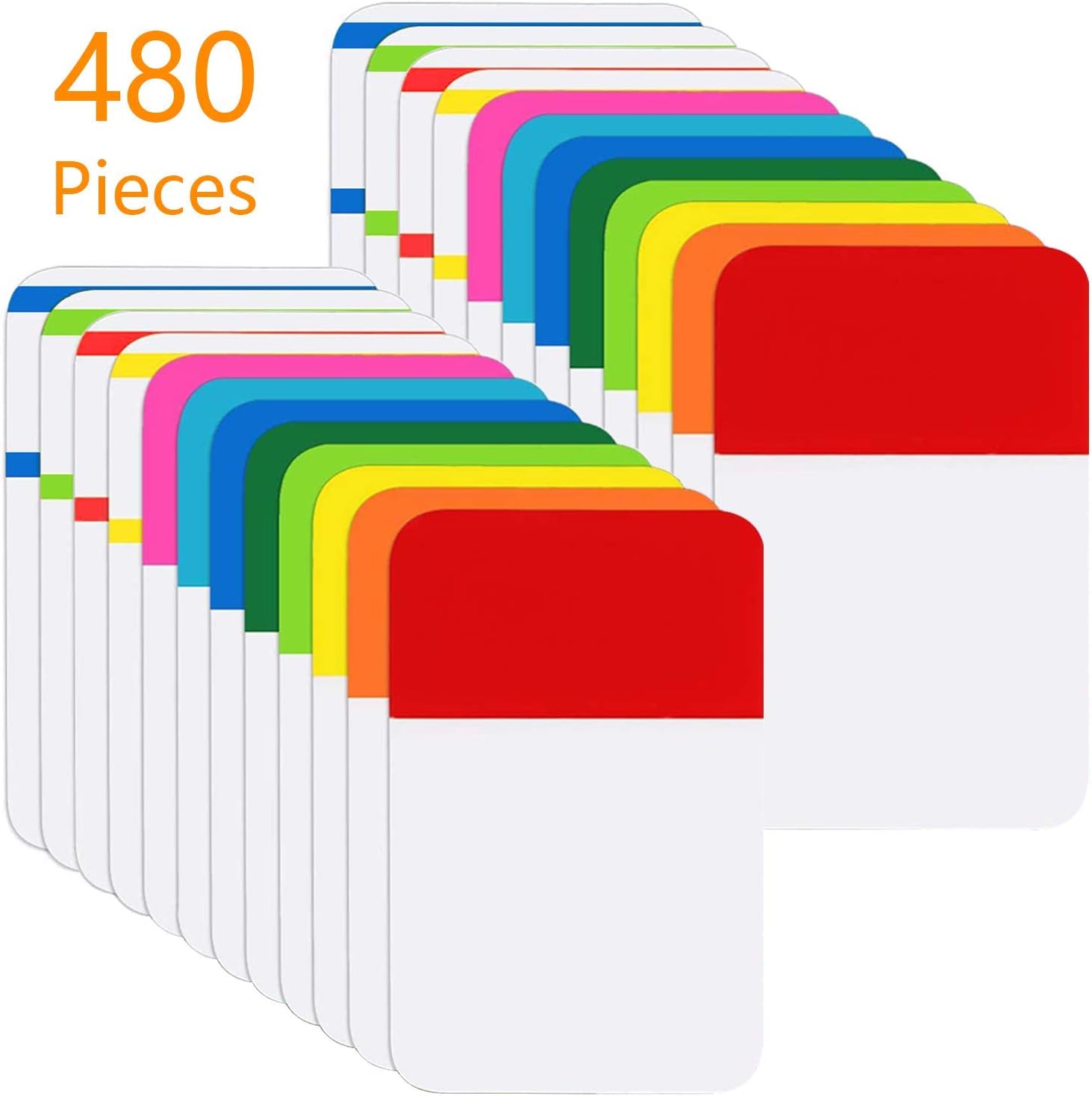 KIMCOME File Index Tabs 1 Inch Sticky Flags 480 Pcs, Colored Page Markers Self Adhesive, Repositionable Note Tabs for Documents, Books, Paper, Notebooks, Filing and Folders [24 Sets, 10 Colors] : Office Products