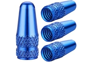 TPMSCENTER Blue Presta Valve caps Aluminum Anodized Bike tire Valve caps air dust stem Covers-Used on Presta/French valves for MTB Mountain Road Bike, Hybrid Bike, Fat Bike (4 Pack)