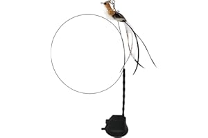 CUTIE PAW PAL Interactive Suction Cup Cat Toy for Indoor Cat, Long Tail Feather Bird, Spring Wire Suctions to Ground, Hands Free Bird Simulation Cat Toy Wand Set that Sticks to Floor, Feathers & Bells