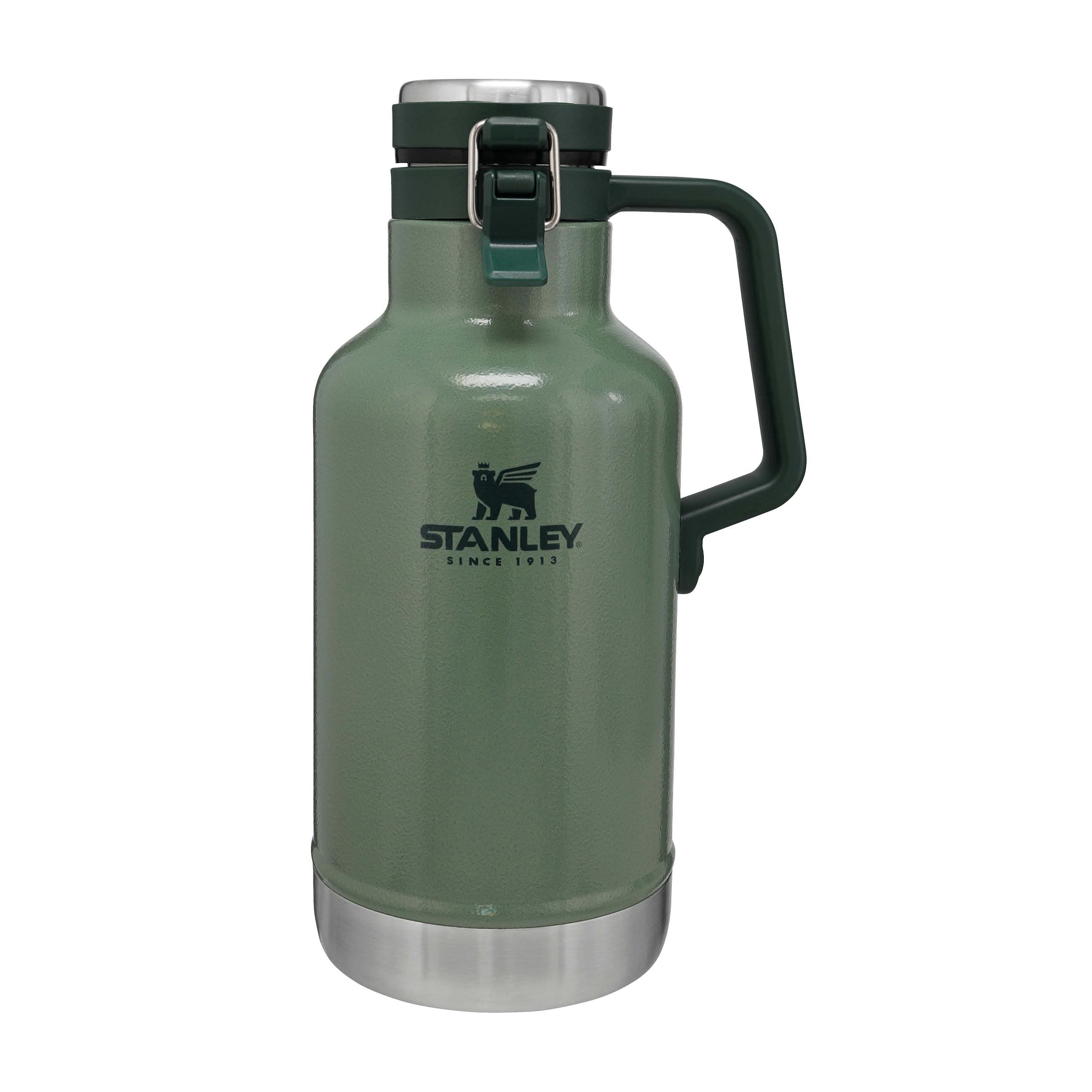 Stanley 1913 Classic Easy-Pour Growler 1.9L - Keeps Beer Cold & Carbonated for 24 Hours - Insulated Thermal Flask - Stainless Steel - Leakproof - Easy to Carry - Dishwasher Safe - Hammertone Green