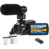 ビデオカメラ ACTITOP ポータブルビデオカメラ 2400万画素 HD1080P 16倍デジタルズーム 予備バッテリーあり リモコン付属 外部マイク 3インチ液晶ディスプレイ 270度回転スクリーン SDカード（最大32GB) 日本語システム (2400万画素「リモコン付き」)