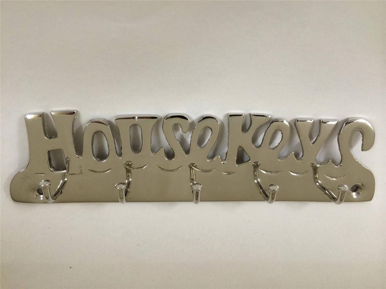 Chattels Larger Shiny Nickel Plated Solid Brass House Keys Key Hook 5 Hooks Wall Mounted Holder Rack Including fixings