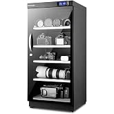 FORSPARK 125L Camera Dehumidifier Dry Cabinet, Humidity Control Storage Box | 5 Layers, Quiet, Energy Efficient 15W, Store DSLR, Drone, Studio, Collection, Adjustable Shelf, LED light, Key Lock, Black