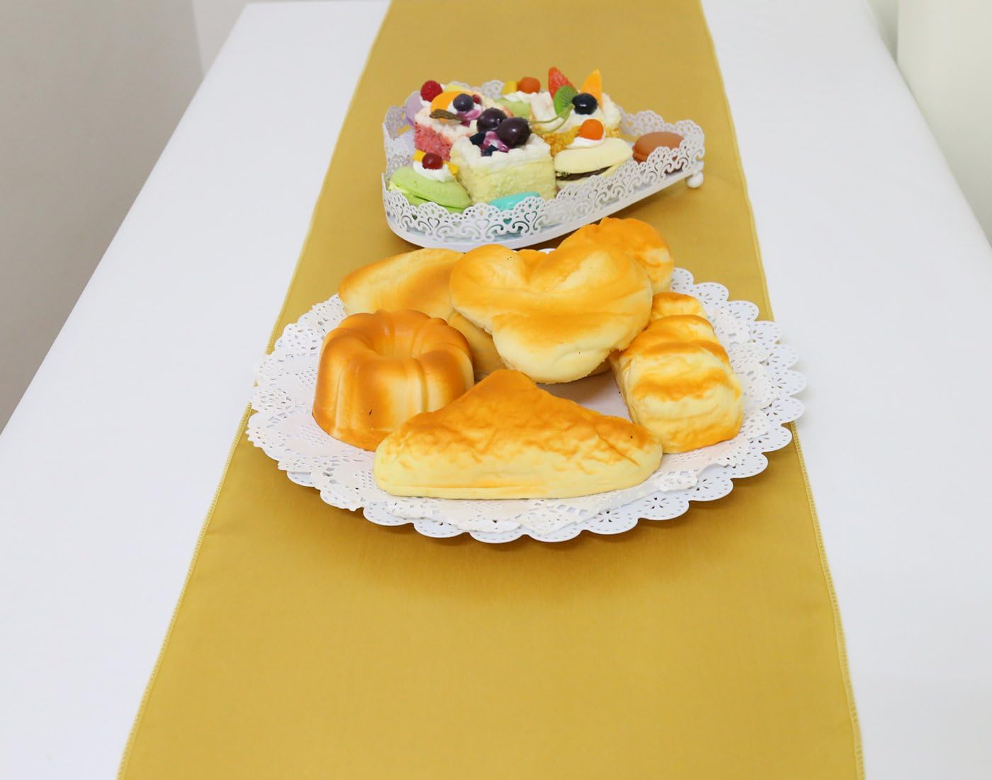 GFCC Pack of 10 Gold Satin Table Runner 12 x 108 Inches for Wedding Party Events Decoration: Home & Kitchen
