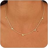 Valentines Gifts Gold Heart Necklace, 14K Gold Plated Heart Pendant Necklace for Women, Dainty Beaded Necklaces Layered Choker Necklaces Fashion Accessories Jewelry Birthday Gifts for Girlfriend