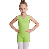 WEGETIT Gymnastics Leotards for Girls Sleeveless Black Leotard Toddler Dance Tank top Biketards with Shorts Kids Bodysuit