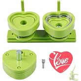 Happizza Heart-Shaped Button Mold, 57mm/2.24 inch, Green Resin, Slide Rail Button Maker Machine Compatible