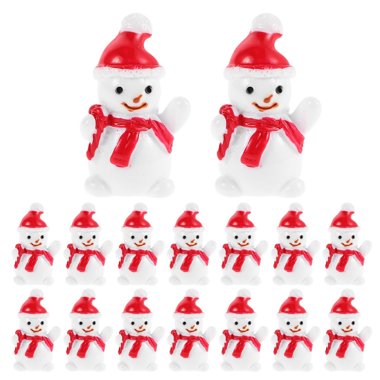 Toddmomy 20pcs Mini Snowman Figurines, Christmas Resin Snowman Decoration with Top Hat for DIY Crafts Christmas Micro Landscape Ornament, Red