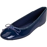 FEVERSOLE Women's Macaroon Colorful Memory Foam Cushion Insock Patent Ballet Flat