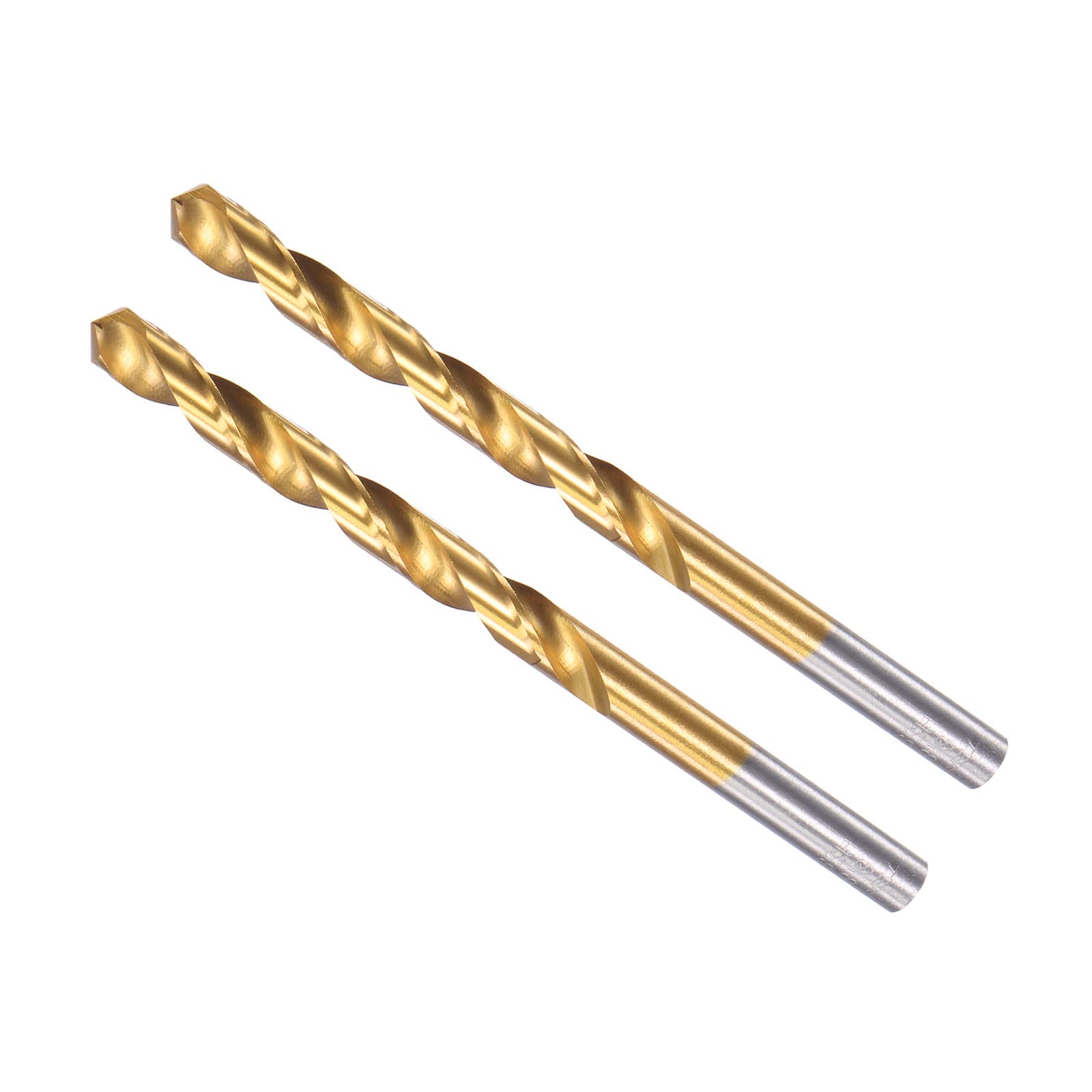 CoCud Twist Drill Bits, 6.8mm Drilling Diameter, Titanium Coated High Speed Steel 6542 Straight Round Shank - (Applications: for Stainless Steel Alloy Metal), 2-Pieces
