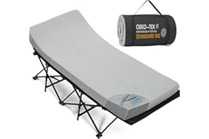 CYMULA Camping Cot Mattress 2in Memory Foam Sleeping Pad,Soft Warm Non-Slip Camping Mattress Topper with Retaining for Adults,Portable Roll up Pad for Travel(75 x30)（only Mattress）