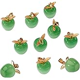 COGCHARGER 10 Pieces Apple Gemstone Charm Pendant Crystal Quartz Healing Natural Stone Pendants Green Gold Buckle for Jewelry Necklace Earring Making Crafts