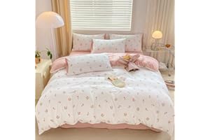 Jolusere Pink Floral Duvet Cover Queen Girls Cute Tulips Duvet Cover Set Kids Botanical Flower Comforter Cover Modern Aesthetic Bedding Set Ultra Soft Breathable 90x90 Duvet Covers