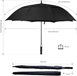 ACEIken 62-Inch Golf Umbrella Windproof Automatic Open Double Canopy Black view 7