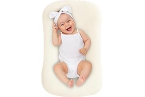 UBBCARE Muslin Baby Lounger Cover, Baby Nest Sleeper Cover for Baby Boys and Girls, Washable Slipcover Fit Infant Lounger, Organic Lounger Cover for Newborn - Beige