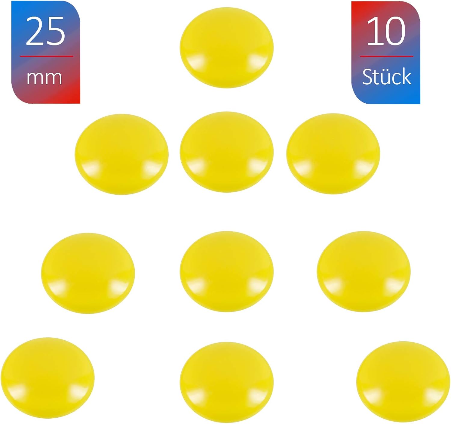 Westcott E-10811 00 Self-Adhesive Magnets 25 mm Round Yellow Pack of 10, Small