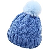 PLZSITDOWN Toddler Boys Girls Warm Beanie Winter Hat for Kids Cozy Kint Pom Pom Beanies