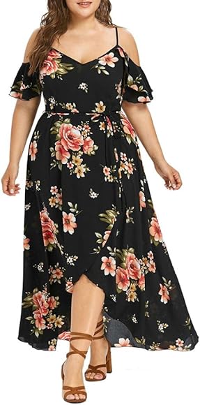 plus size cold shoulder maxi dress