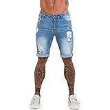 GINGTTO Men's Fashion Ripped Short Jeans Casual Denim Shorts with Hole