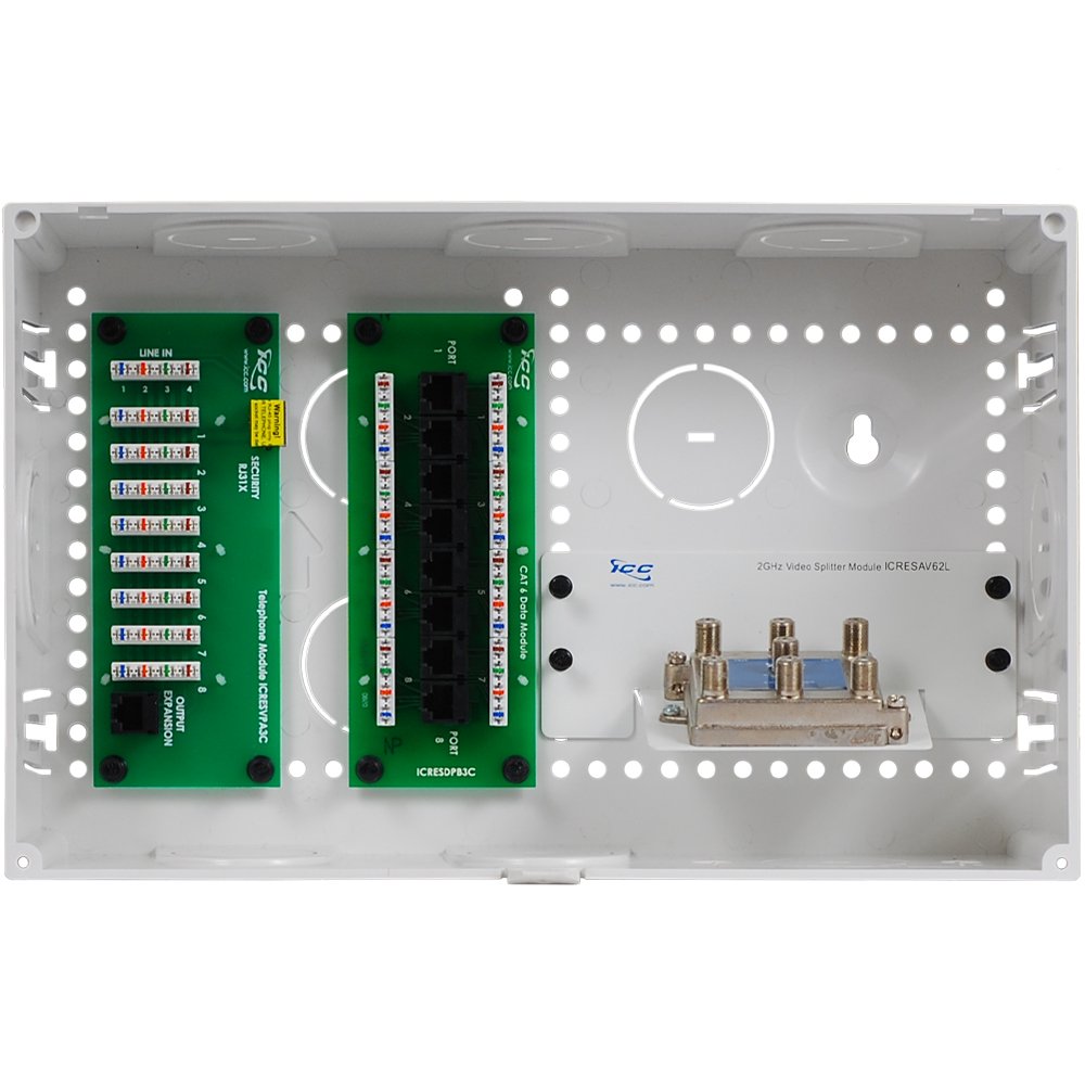 ICC 9" Plastic Combo Voice/Data/Video Structured Wiring Enclosure - Electrical  Boxes - Amazon.com