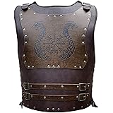 HiiFeuer Viking Warrior PU Leather Chest Armor, Retro Knight Leather Body Armor, Medieval Leather Armor for LARP/Cosplay Acti