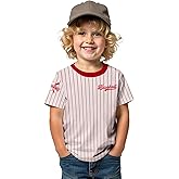 AFUKUIA Toddler Baby Boy Girl Baseball Shirt Funny Stripe Jersey T-Shirt Kid Summer Game Day Short Sleeve Tee Tops