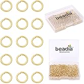 BEADIA 14K Gold Plated Jump Rings Non Tarnish 7mm 300pcs for Jewelry Making Findings