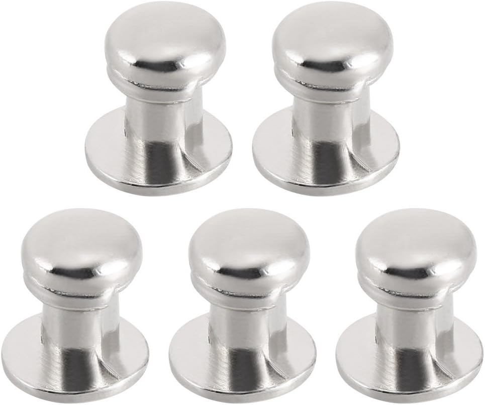 Sourcingmap 9mmx9mm Gift Box Single Hole Round Knobs Pull Handles Silver Tone 5pcs, 9mmx9mm, 5 Pack