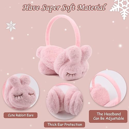 PESAAT Fluffy Ear Muff for Women Plush Earmuffs Kids Winter