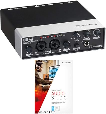 Amazon Com Steinberg Ur22 Mkii Usb Audio Interface Bundled With Magix Sound Forge Audio Studio 12 Download Card Musical Instruments